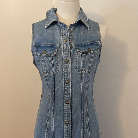 Lee Sleeveless Light Denim Mini Dress Size XS - Picture 4 of 14